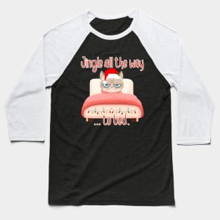 Disgusted Cat Christmas in bed Baseball T-Shirt